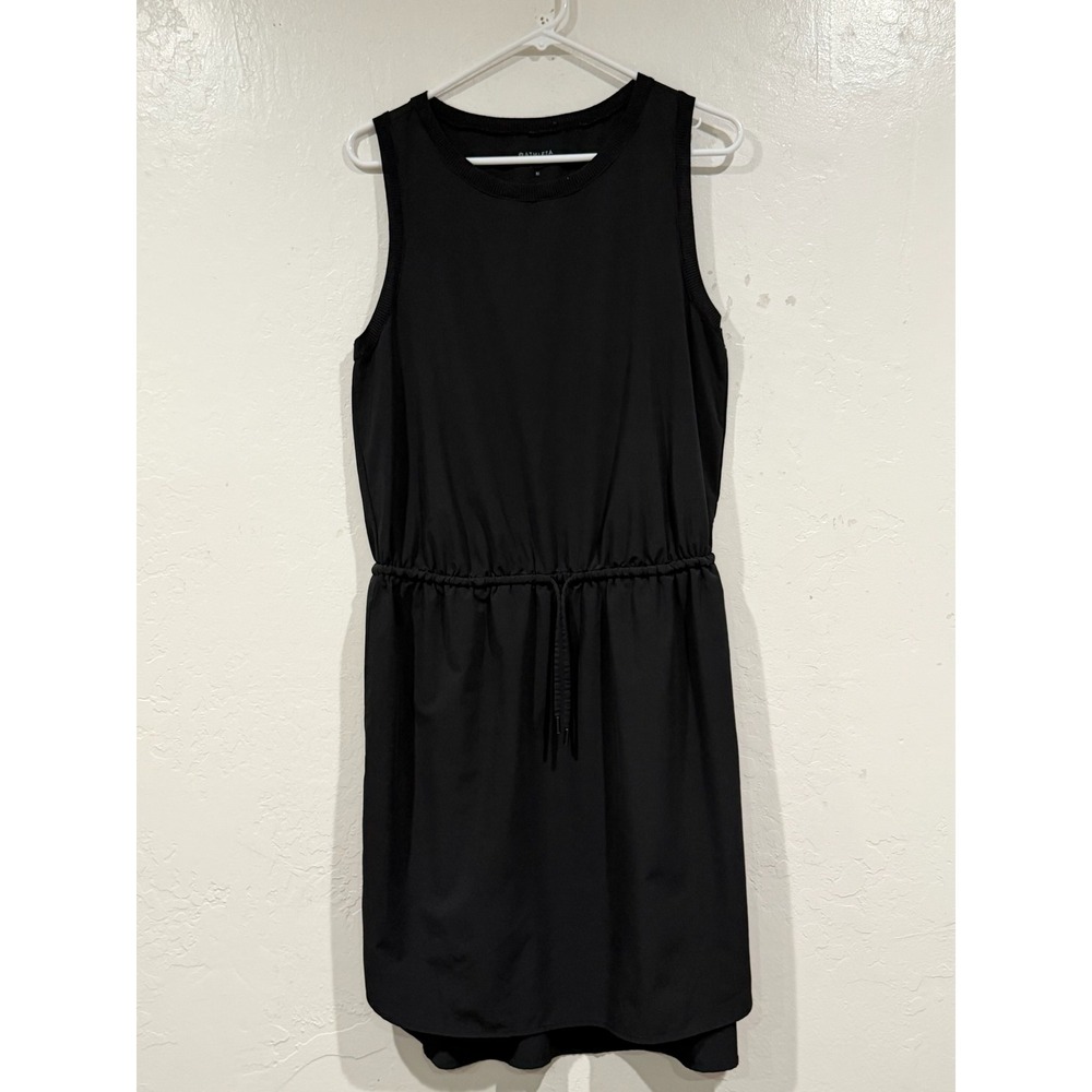 Athleta Black Sleeveless Drawstring Waist Mini Dress Sporty Casual Size M - Picture 2 of 6